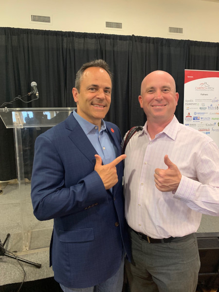 Outpatient CEO Brian Corey with Matt Bevin, Governor of Kentucy at CareTech Pitch in Louisville, Kentucky.