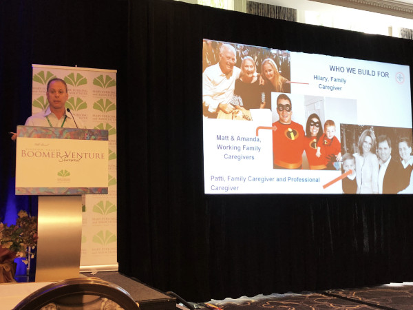 Outpatient COO Peter Yewell speaking at the Boommer Summit in Berkeley, California.